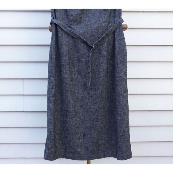 August 1 Eight Chic Grey Linen Blend Belted Dress - Picture 4 of 8